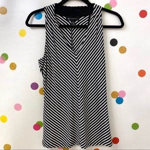 Inc Black, White, w/ Silver thread V-Neck NWOT